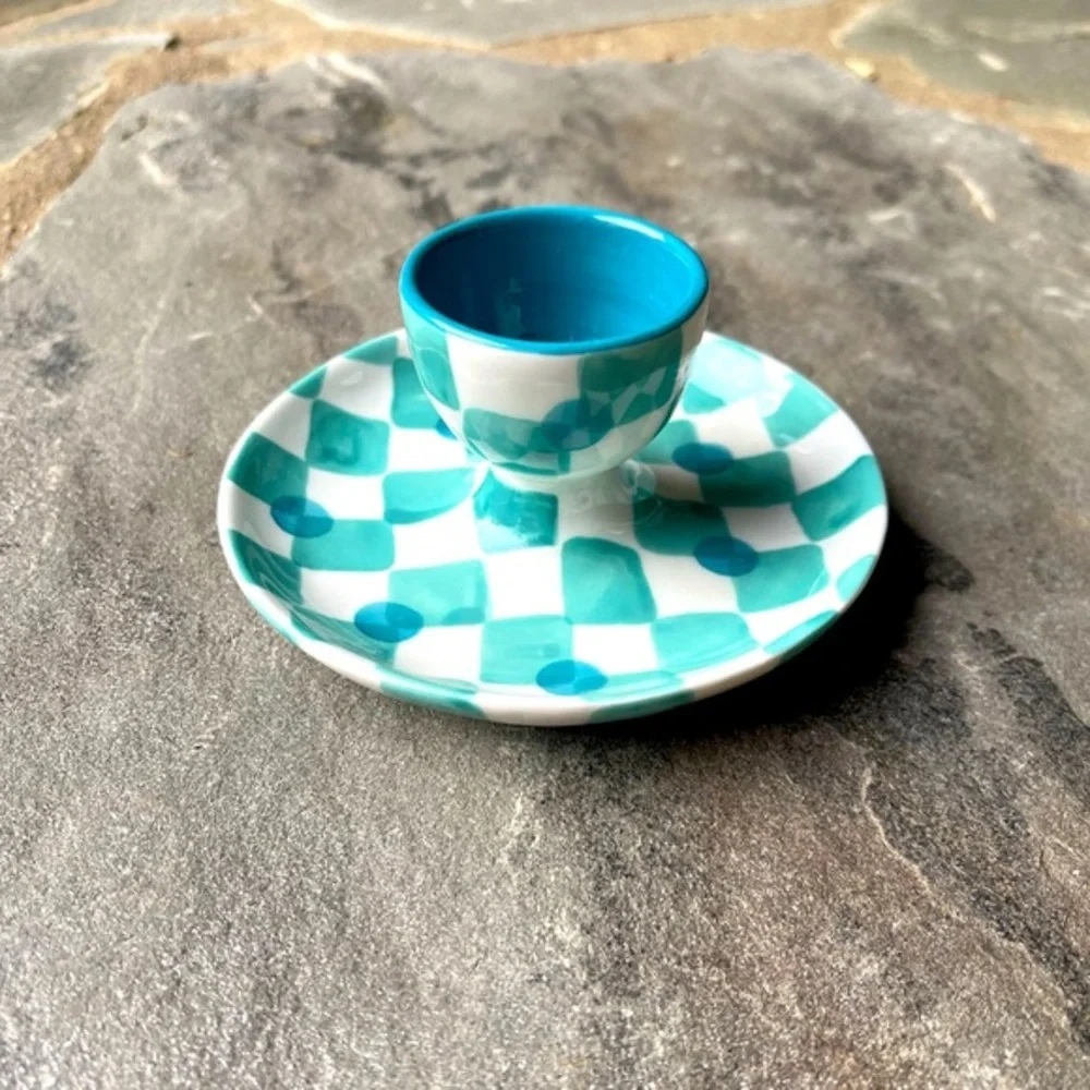 Anthropologie-Checkered Egg Cup